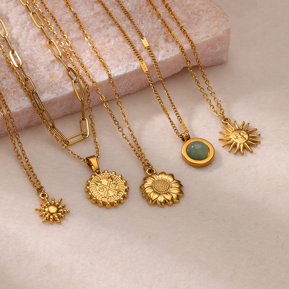 Stainless Steel Geometric Neck - Birth Flower Necklace ulasan dan harga