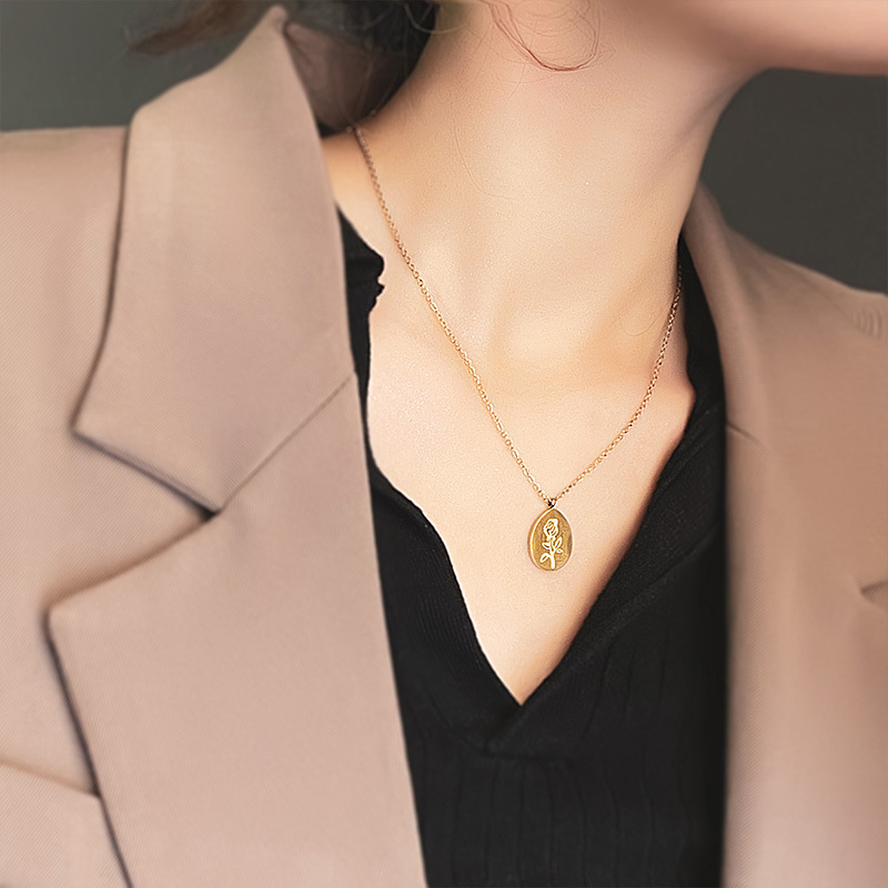 Stainless Steel Necklaces Fema - Birth Flower Necklace ulasan dan harga