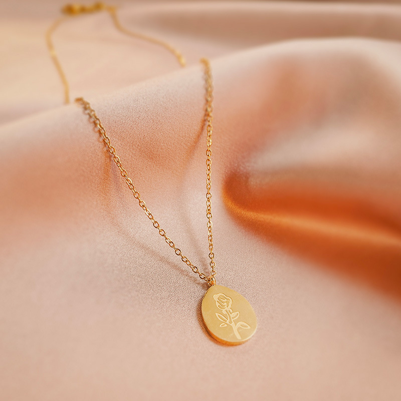 Stainless Steel Necklaces Fema - Birth Flower Necklace ulasan dan harga
