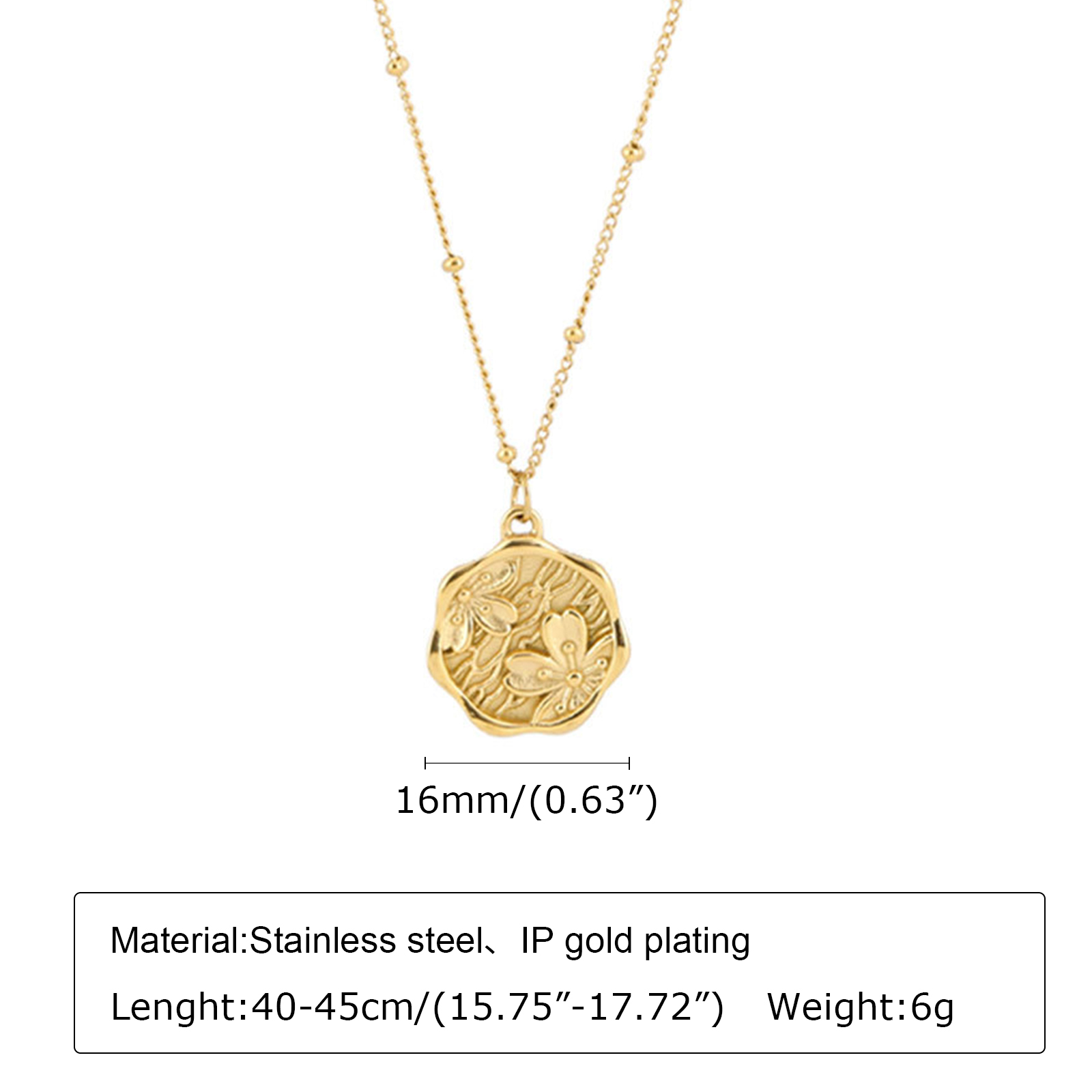 Coin Pendant Flower Necklace f - Birth Flower Necklace ulasan dan harga